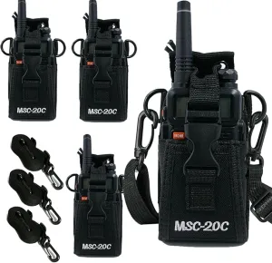 4 Pack Radio Holster, Levowin MOLLE Radio Pouch, Radio Holder with Anti Sway Strap for Radio Strap, Walkie Talkie Holster for Police Firefighter Two Way Radio Search Rescue Essentials
