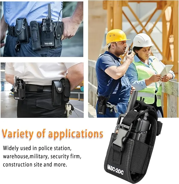 4 Pack Radio Holster, Levowin MOLLE Radio Pouch, Radio Holder with Anti Sway Strap for Radio Strap, Walkie Talkie Holster for Police Firefighter Two Way Radio Search Rescue Essentials