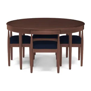 Alice 4 Seater Wooden Round Dining Table Sets with 4 Cushioned Chairs