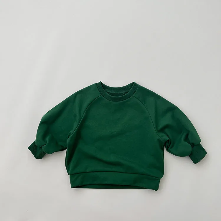 Baby Solid Color Long Sleeve Pullover Crewneck Hoodies by MyKids-USA™