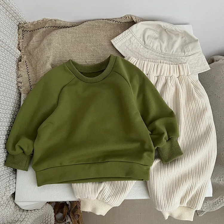 Baby Solid Color Long Sleeve Pullover Crewneck Hoodies by MyKids-USA™