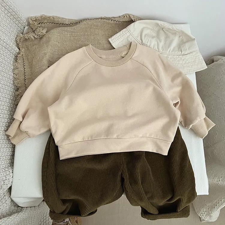 Baby Solid Color Long Sleeve Pullover Crewneck Hoodies by MyKids-USA™