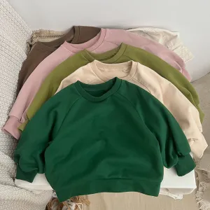 Baby Solid Color Long Sleeve Pullover Crewneck Hoodies by MyKids-USA™