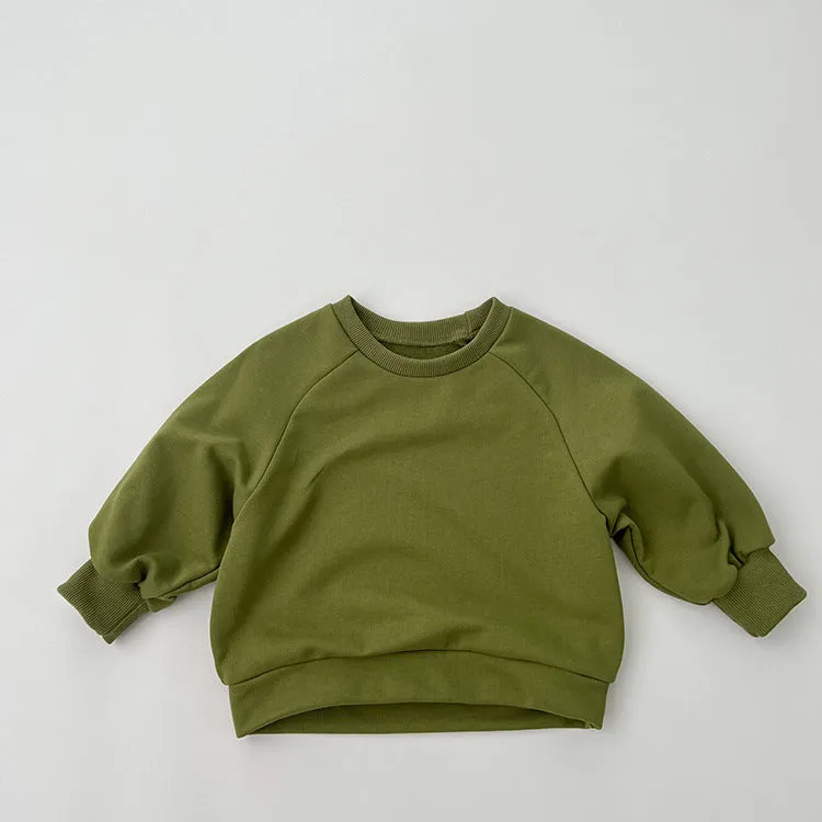 Baby Solid Color Long Sleeve Pullover Crewneck Hoodies by MyKids-USA™