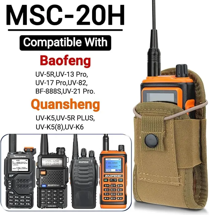 BAOFENG Tactical Radio Holder Bag Molle Radio Holster Heavy Case Accessories Adjustable Radios Pouch Holster Case UV-5R UV-17R UV-9R Two Way Radio Walkie Talkies