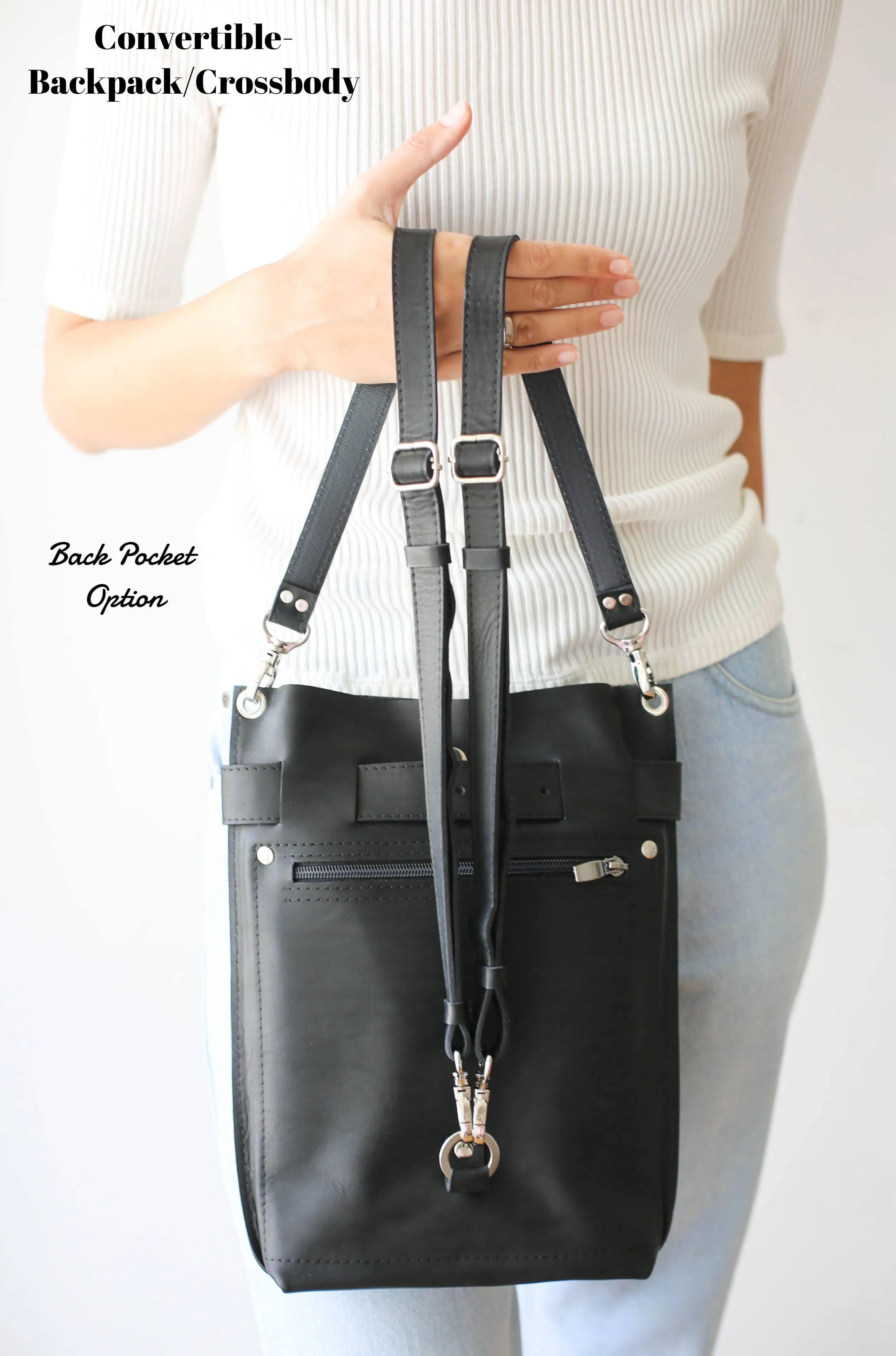 Black Leather Bag / Silver Hardware