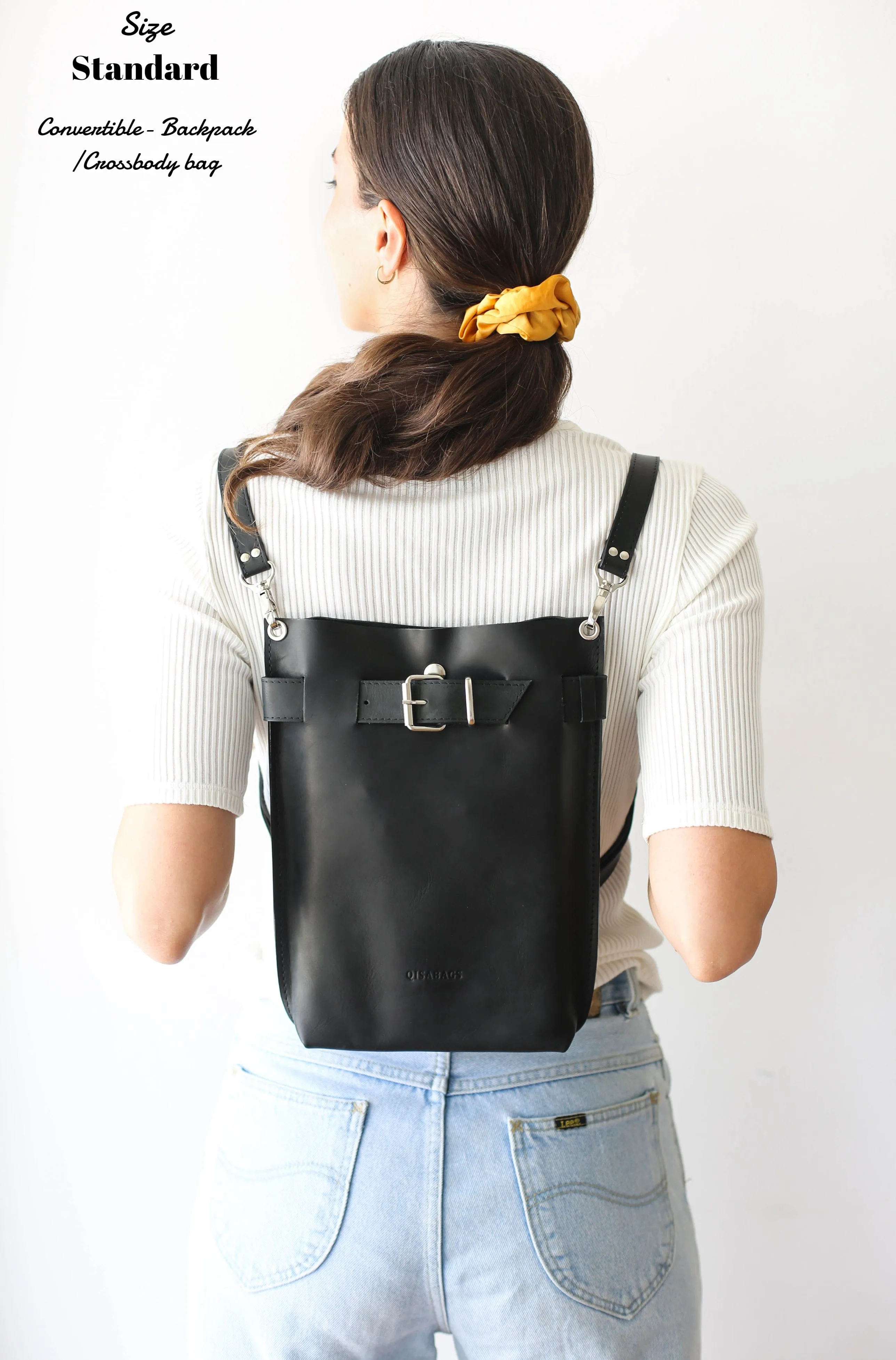 Black Leather Bag / Silver Hardware
