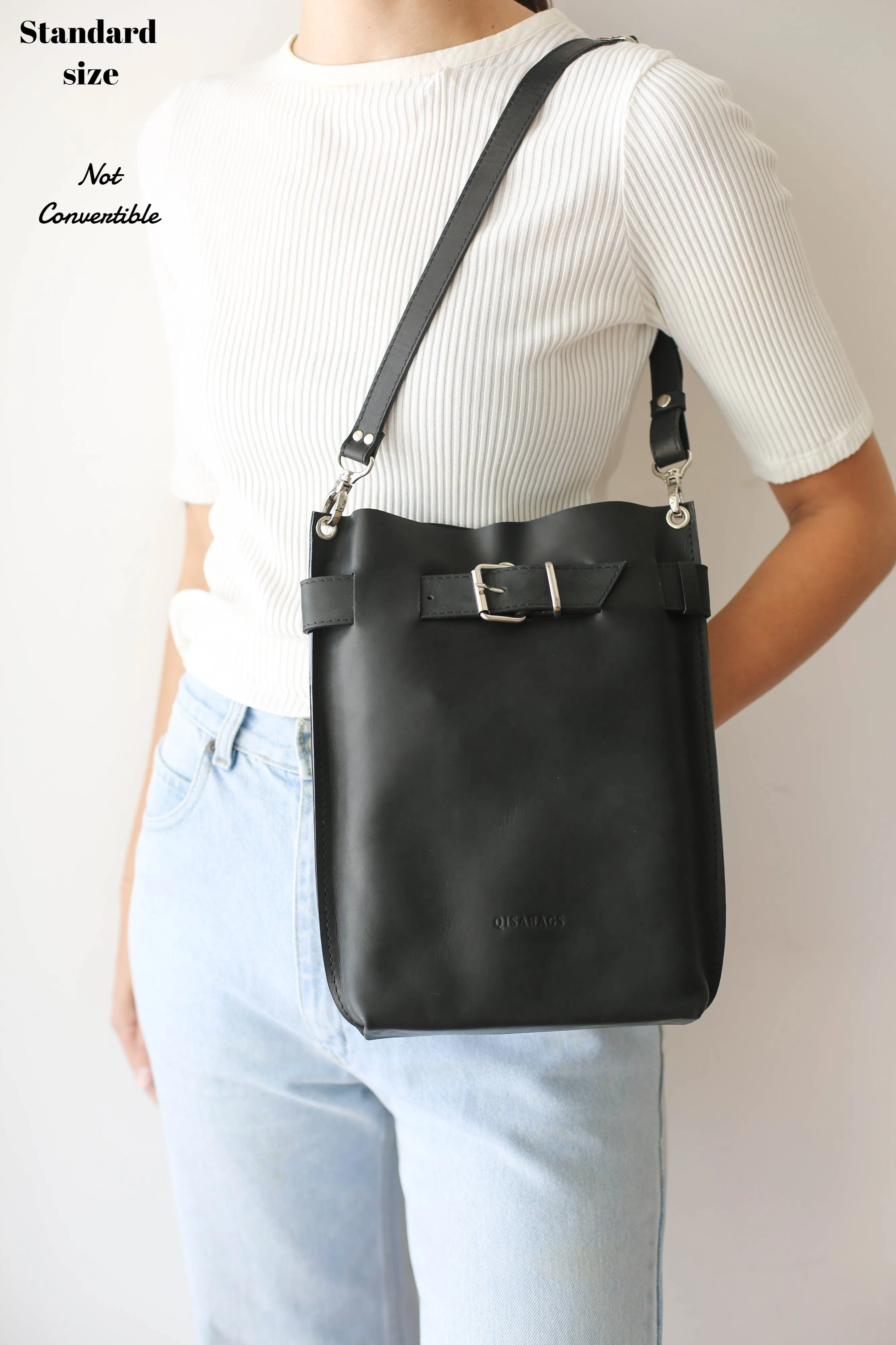 Black Leather Bag / Silver Hardware