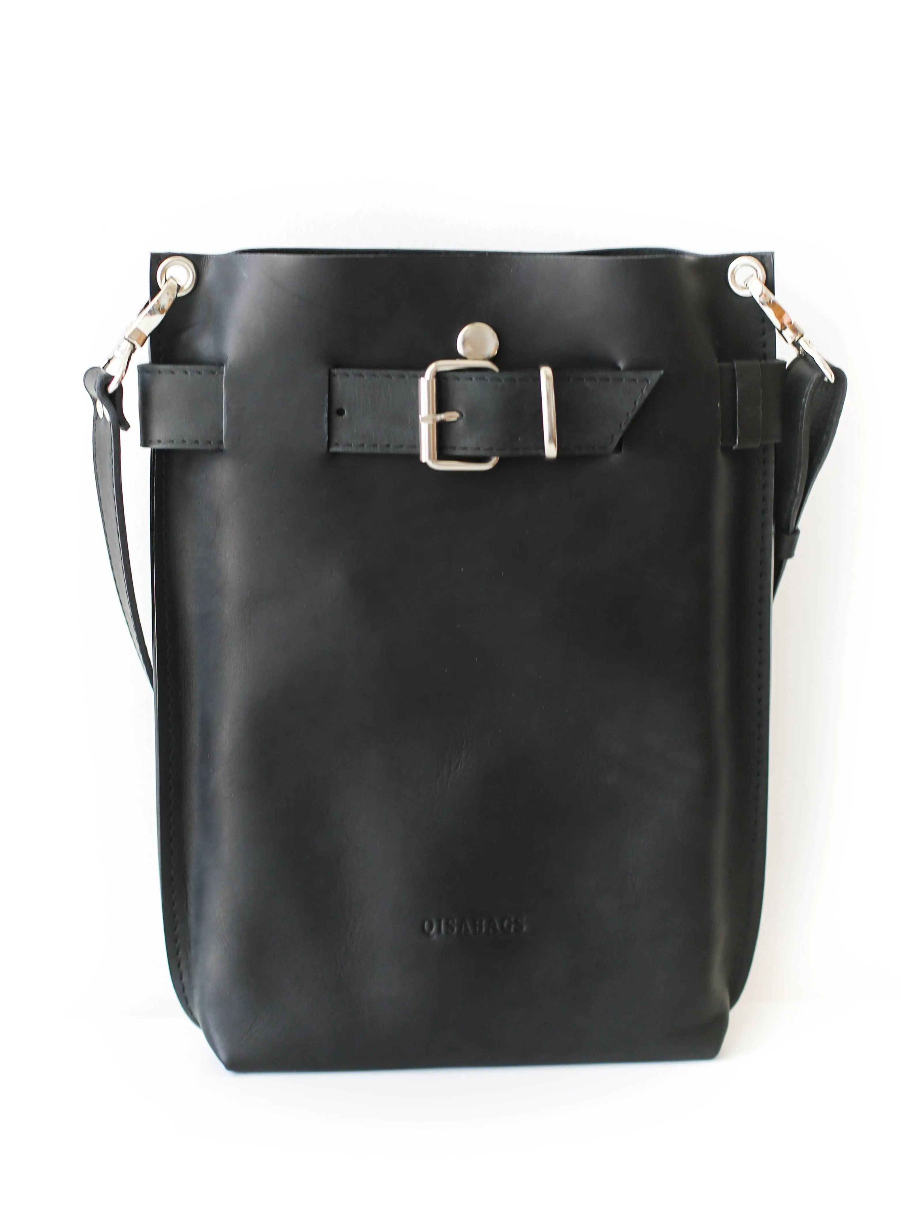 Black Leather Bag / Silver Hardware