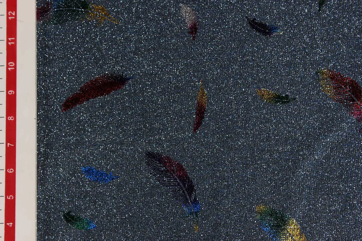 Blue Quirky Printed Glitter Knit Polyester Fabric