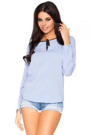 Elegant Chiffon Teardrop Blouse with Ribbon Accents - Luxe Size L - Must-Have Fashion Piece