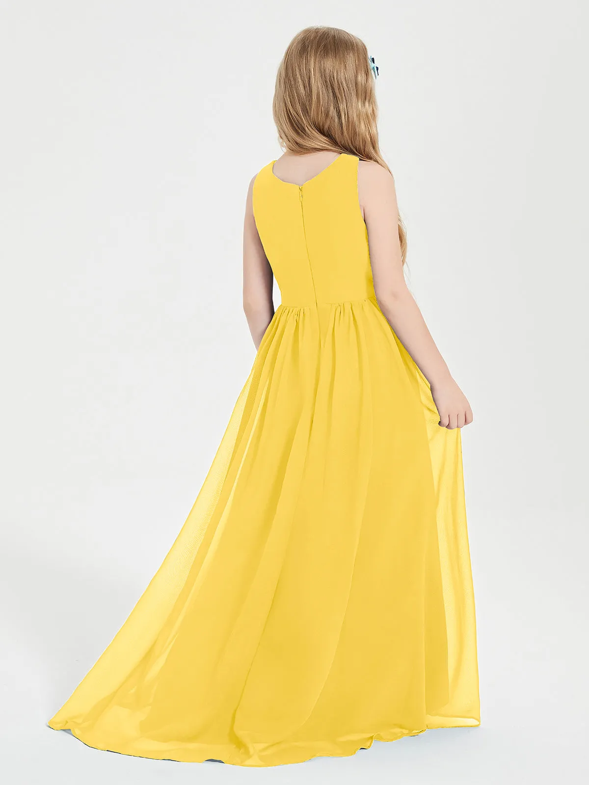 Exquisite Asymmetrical Junior Bridesmaid Dresses Scoop Neck Marigold