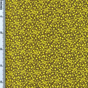 Fabric Editions Valencia Yellow Vines on Brown Cotton Prints