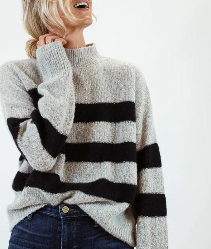 High Neck Stripe Sweater