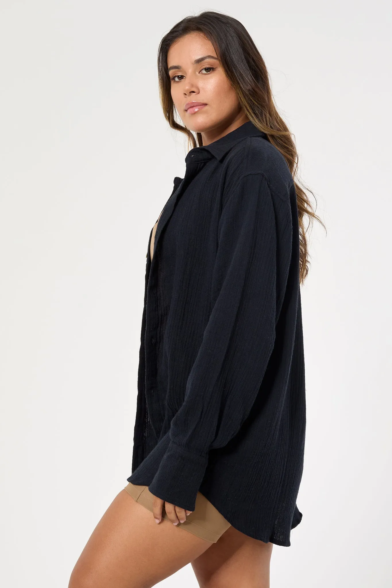 Ida Oversized Boyfriend Shirt | Hemp & Organic Cotton | Black