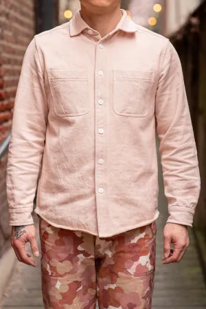 Indi   Ash LS Ames Workshirt - Sappanwood Pink Handwoven Denim