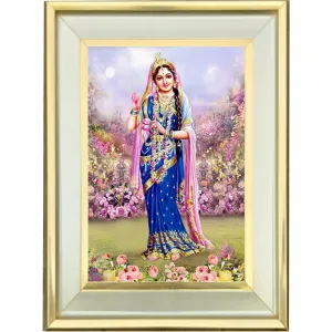 KKInt Radha Rani Ji Photo with Golden Frame, Devotional Wall Art, Wall Decor for Home or Office - (Size- 56.5L x 42W cm) Pack Of 1