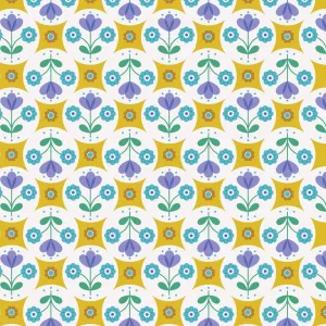 Lewis & Irene Flower Child Fab Floral Circles on Yellow Cotton Prints
