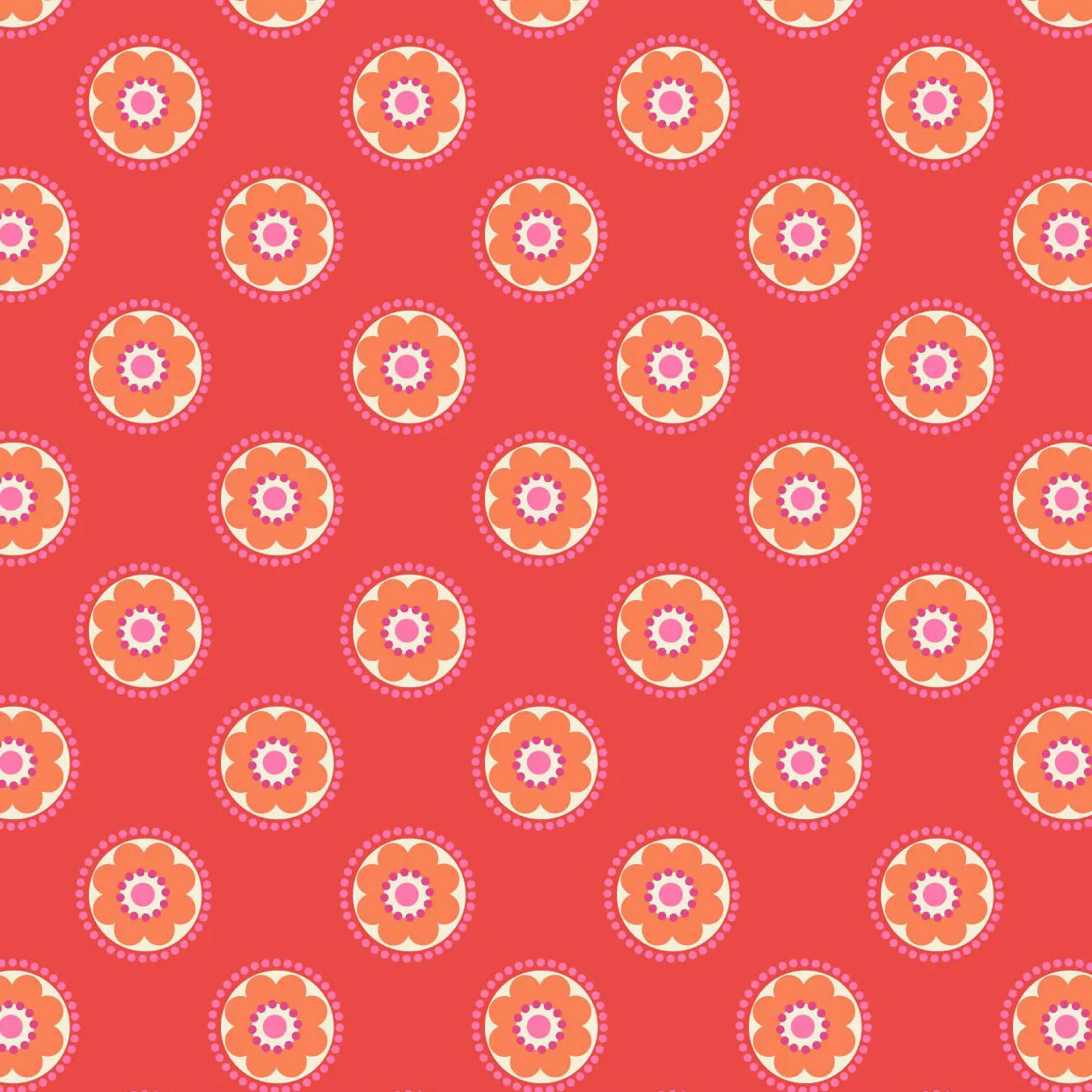 Lewis & Irene Flower Child Funky Daisy on Red Cotton Prints