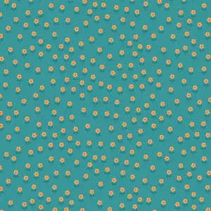 Lewis & Irene Flower Child Little Flowers on Dark Turquoise Cotton Prints