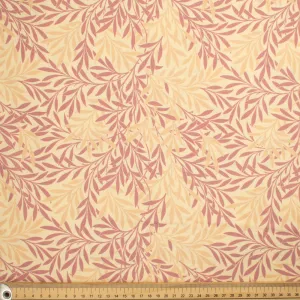 Maurice Style Collection #06 Dusty Pink Leaves on Cream Cotton Prints