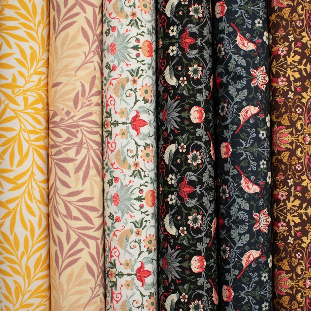 Maurice Style Collection #06 Dusty Pink Leaves on Cream Cotton Prints