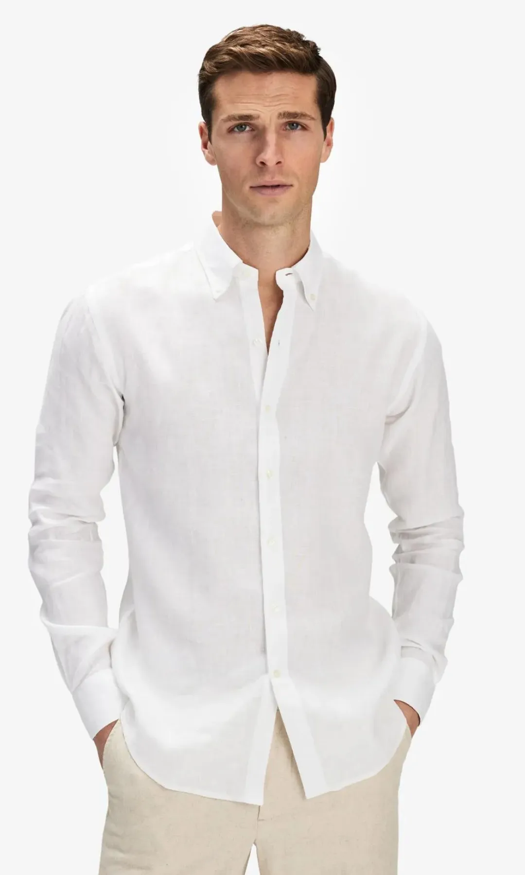 Men Plain linen shirt (White)