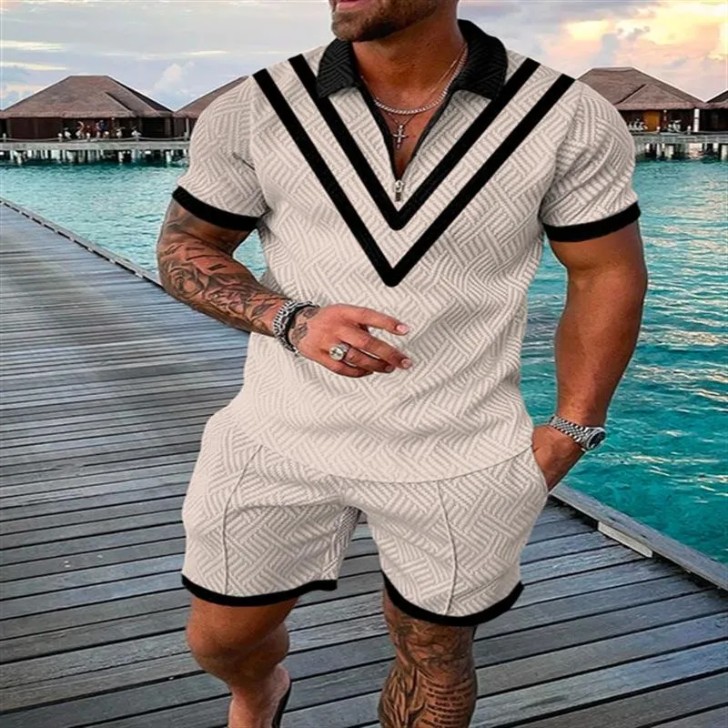 Men's Casual Set Polo Collar Short Sleeve Set 59287120L