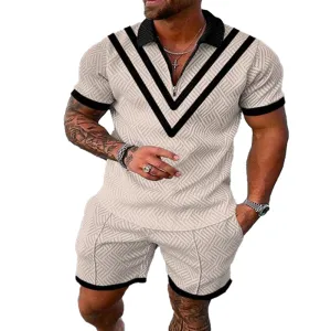 Men's Casual Set Polo Collar Short Sleeve Set 59287120L