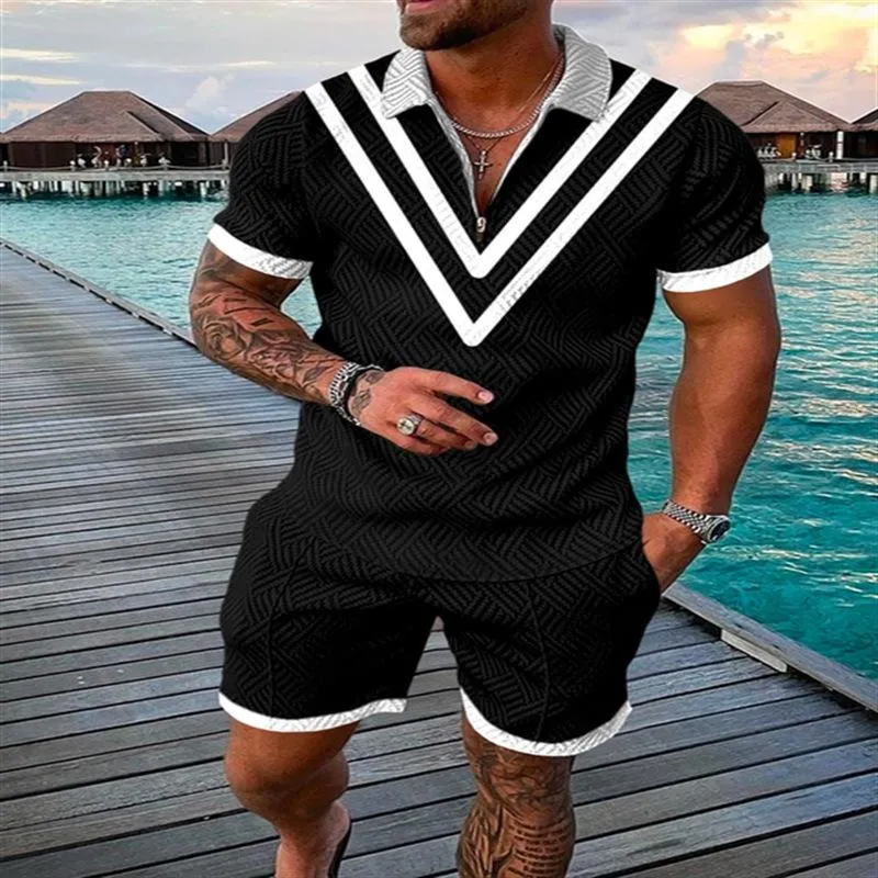 Men's Casual Set Polo Collar Short Sleeve Set 59287120L