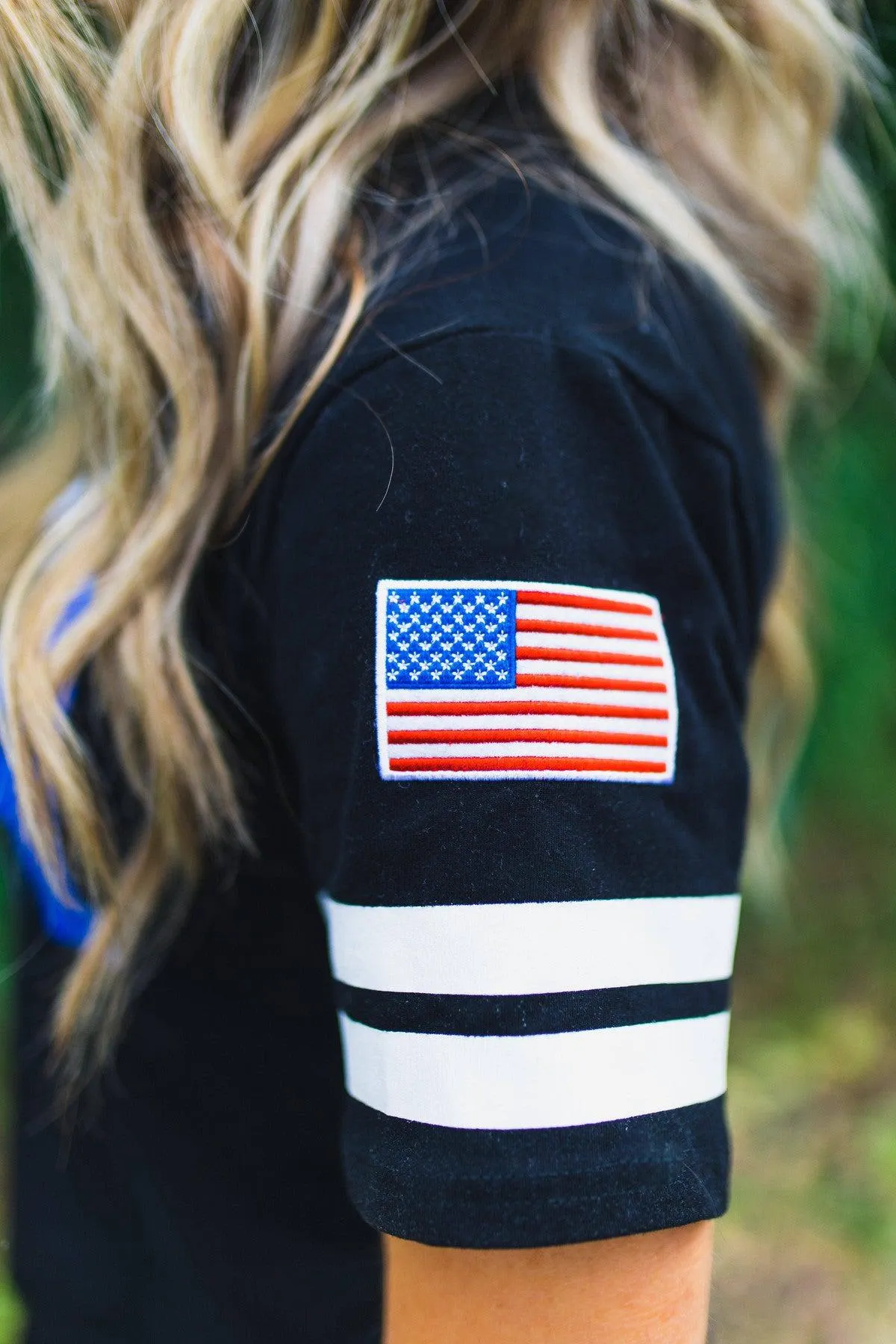 Mom & Me - USA Tie Top W/ Flag Embroidered Patch
