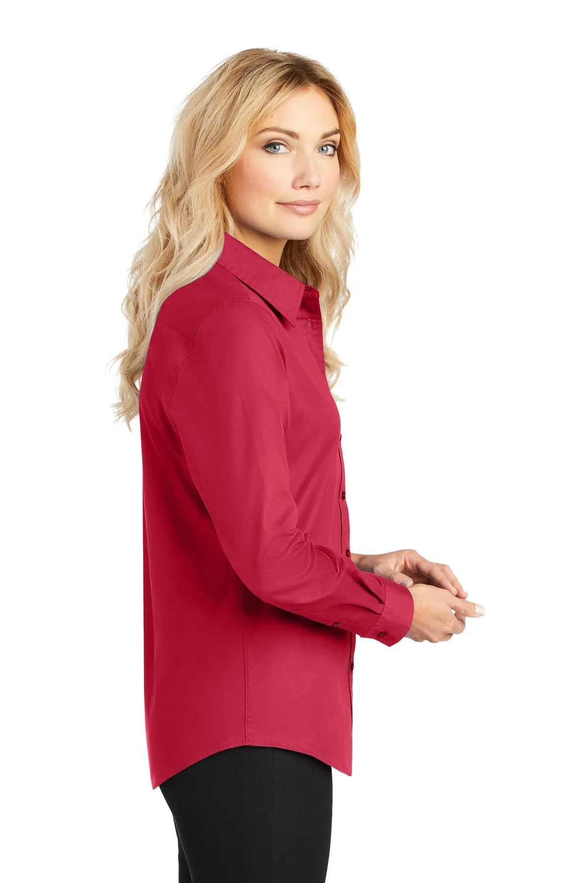 Port Authority Ladies Branded Easy Care Shirts, Red/Light Stone