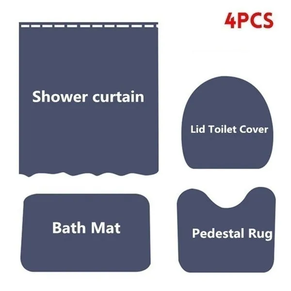 Sea Turtles Mermaid Waterproof Bathroom Shower Curtain Toilet Cover Mat Non-Slip Rug Set
