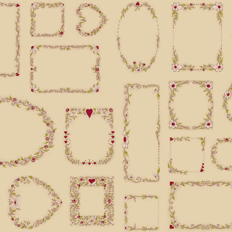 Stof Fabrics La Vie est Belle Vine Frame on Latte Cotton Prints