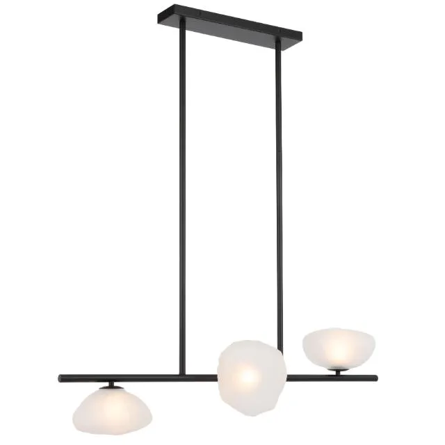 Telbix Zecca 3 Light Horizontal Pendant Light G9 Black Frost