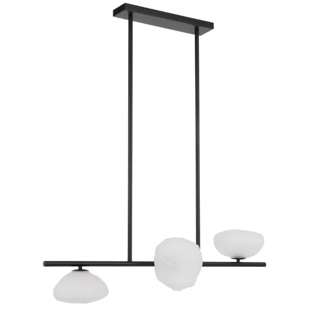 Telbix Zecca 3 Light Horizontal Pendant Light G9 Black Frost