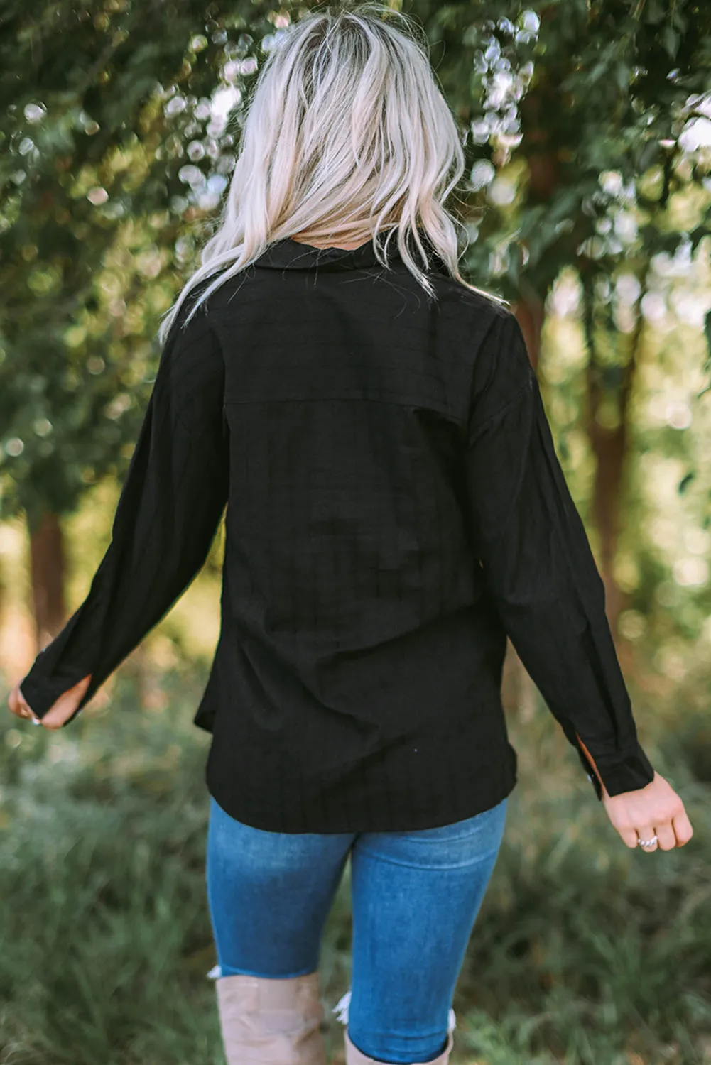 Textured Pocket Long Sleeve Shirt