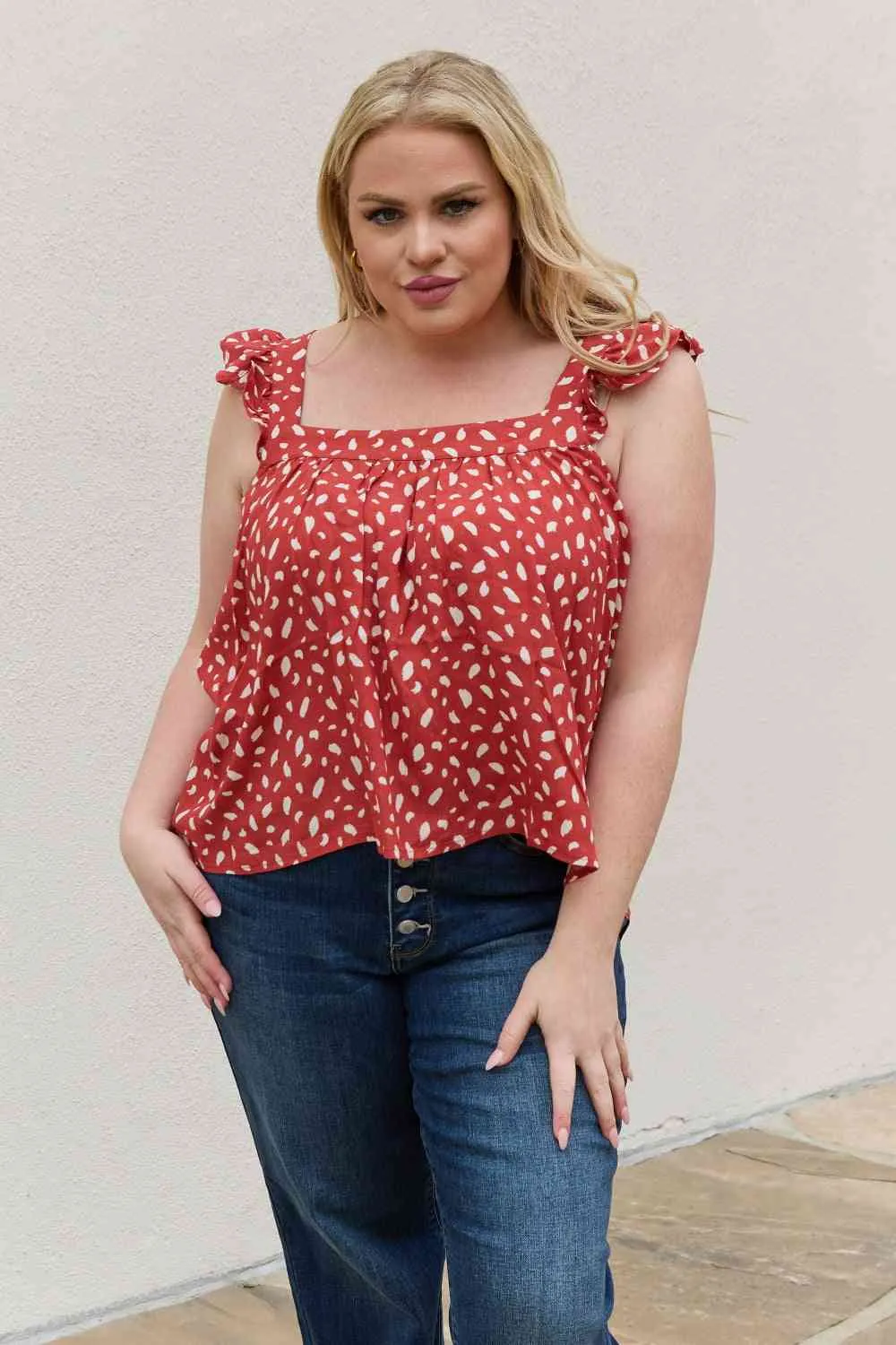 Women's Be Stage Full Size  Woven Top in Brick