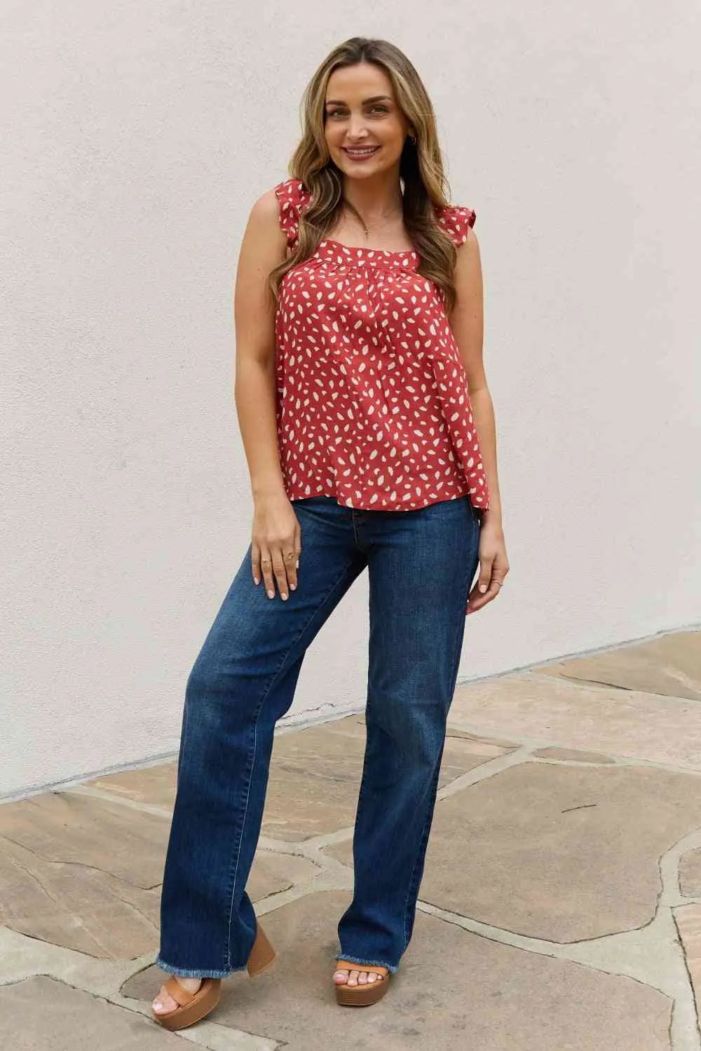Women's Be Stage Full Size  Woven Top in Brick