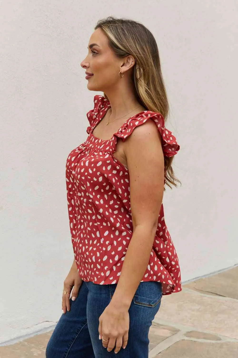 Women's Be Stage Full Size  Woven Top in Brick