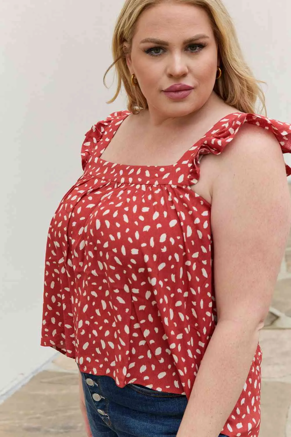 Women's Be Stage Full Size  Woven Top in Brick