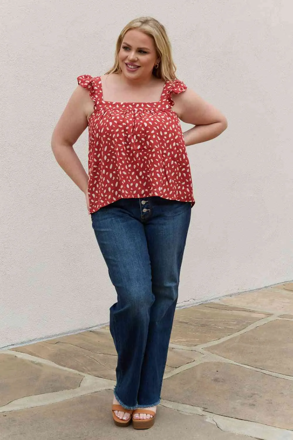 Women's Be Stage Full Size  Woven Top in Brick